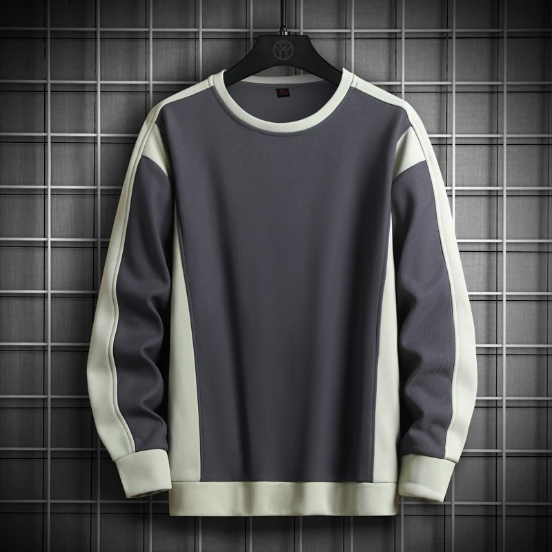 الكورية الربط الرجال بلوزات ربيع الخريف Crewneck بلوزة كاجوال الأعمال الاجتماعية بلوزات الشارع الشهير المتضخم M-5XL #1