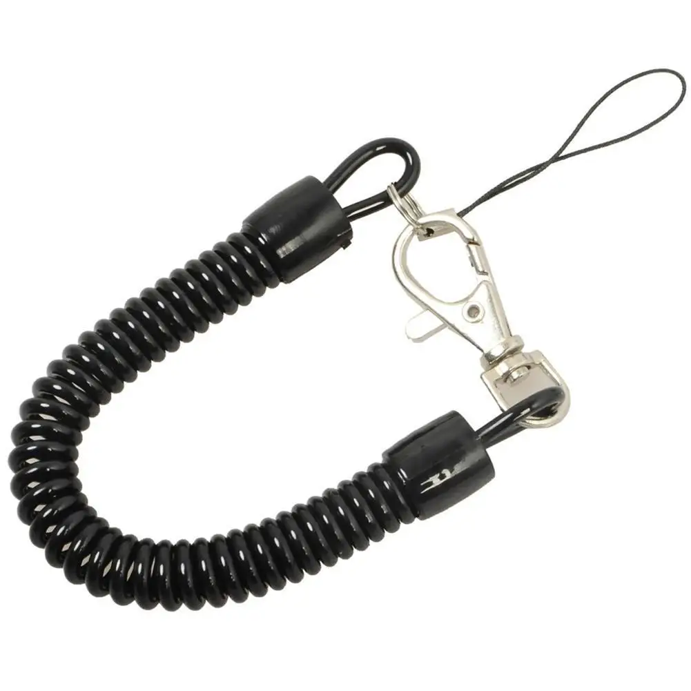 3pcs/Set Metal Keychain Plastic Spring Rope Utdoor Keychain Phone Camping Spring Tool Telescopic Ropes Anti Loss Hanging Buckles