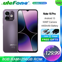 Ulefone Note 16 Pro 4G,16 ГБ（8ГБ+8ГБ расширенной）256 ГБ,Android 13, телефон,50 МП, 6,52 дюйма,4400 мАч,GPS,глобальная версия