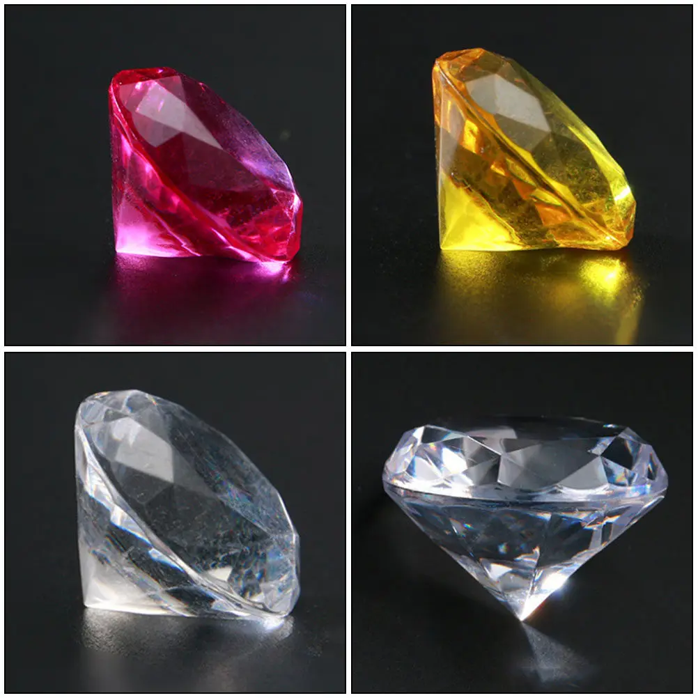200Pcs Acrylic Gems Colorful Shiny Simulation Diamond Decorative Stones for Jewelry Counter Display Treasure Hunt Craft Supply