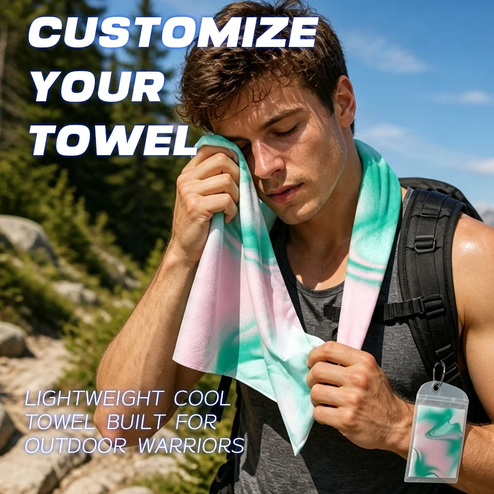 Custom Cooling Sports Towel Personalized Text Logo Pattern Microfiber Quick Dry Sweat Towel For Gym Running Golf Outdoor Workout