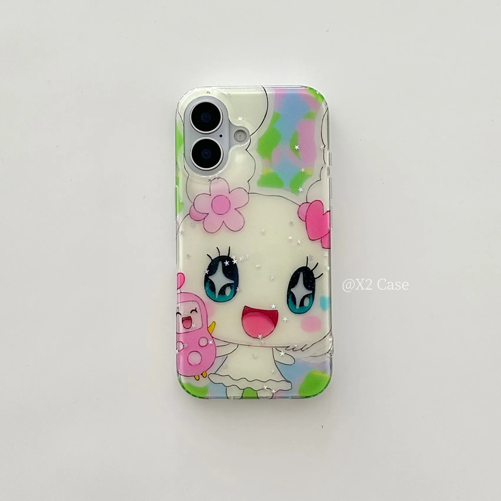 Ins Korean Cartoon TamagotchiS Phone Case for Samsung Galaxy S25 S24 S23 S22 S21 FE Ultra Plus 4G 5G Feather Texture Back Cover - náhled 3