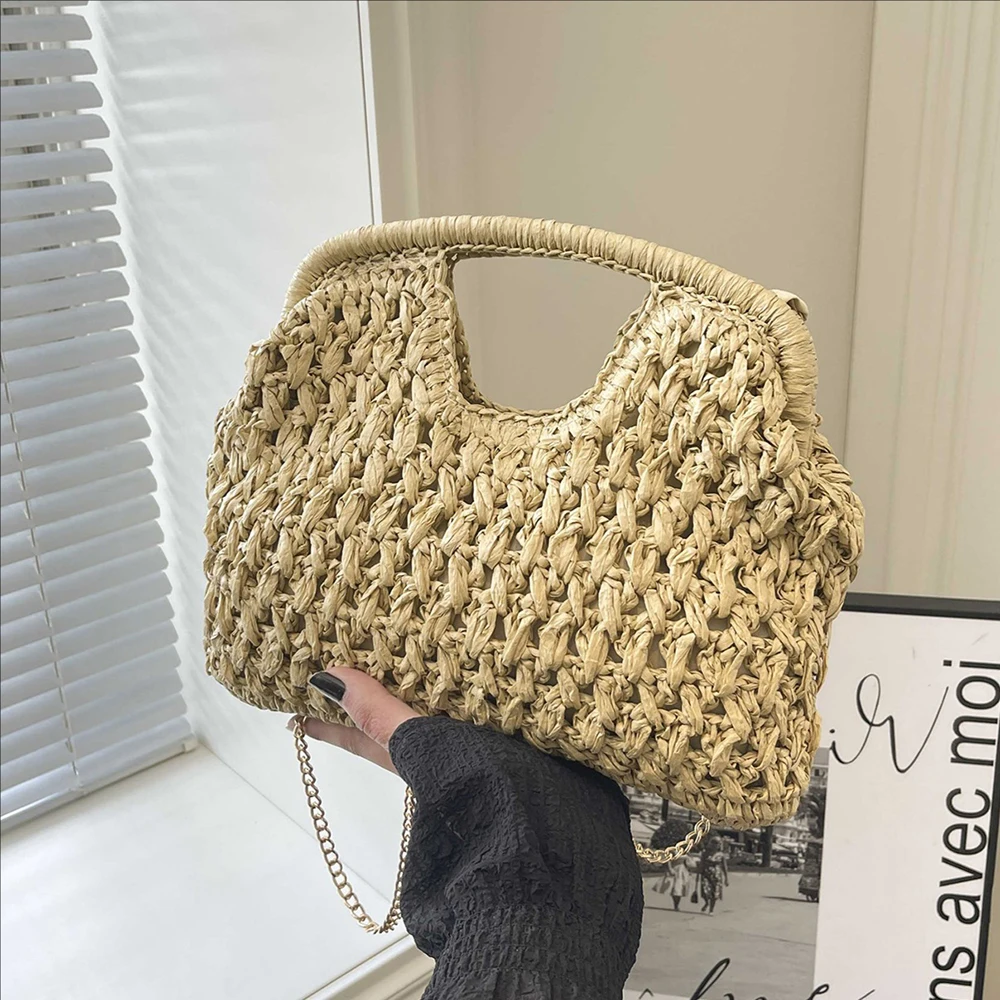 

Women's Woven Straw Handbags Summer Casual Aesthetic Beach Vacation Daily Chain Crossbody Bag 2026 Shoulder Bags