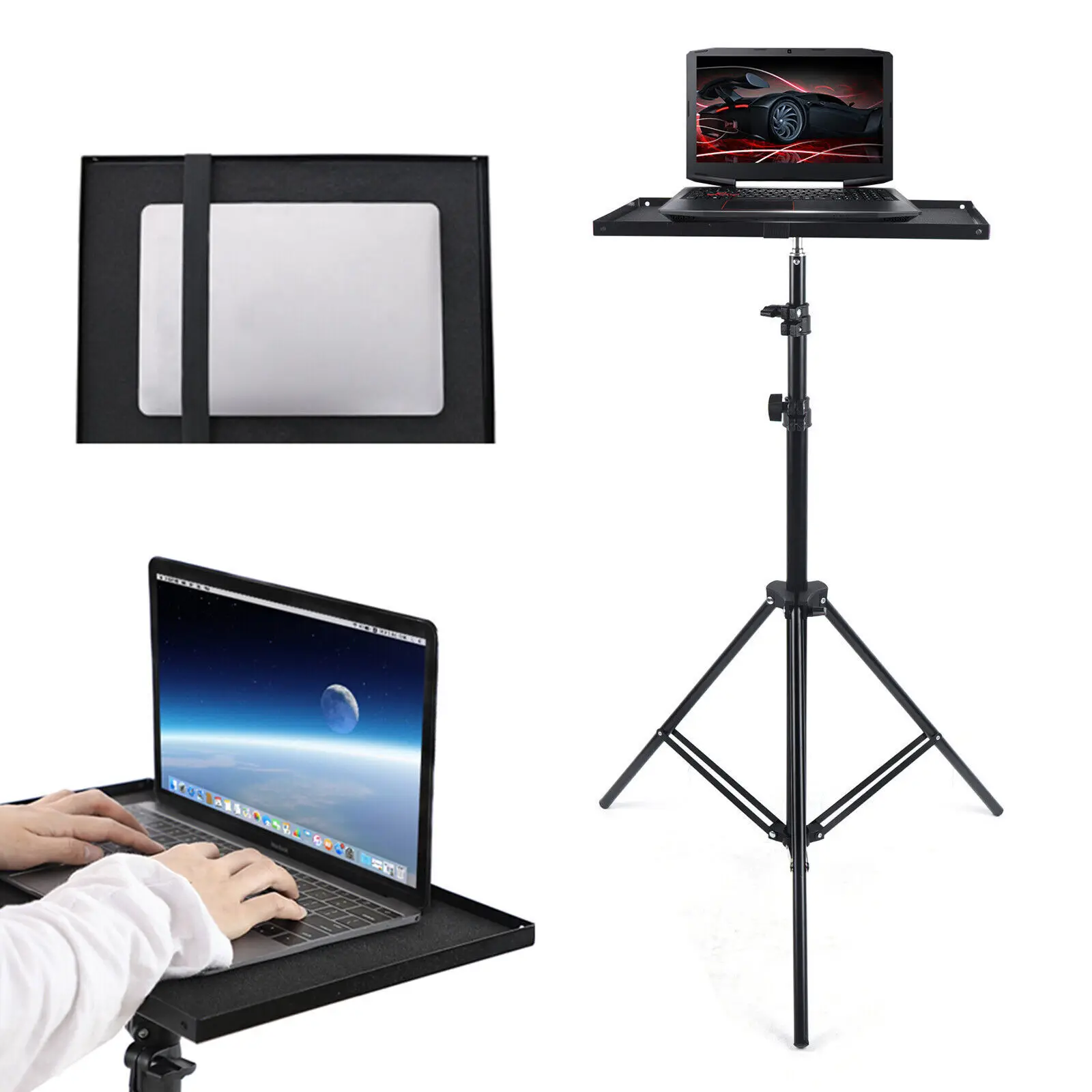 حامل جهاز عرض Loyalheartdy للكمبيوتر المحمول وحامل ثلاثي القوائم للكمبيوتر المحمول وحامل معدات Dj قابل للتعديل بارتفاع 27 - 74 بوصة