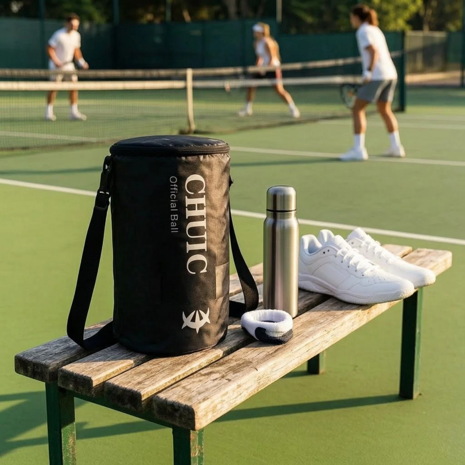 

Tennis Ball Canister Bag Cylindrical Tennis Ball Bag Training Gear Zippered Top Black