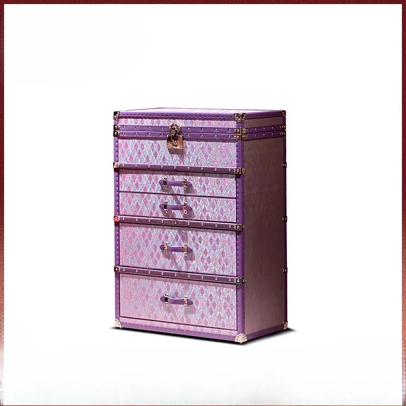 Light luxury purple jewelry cabinet high sense chest cabinet household floor jewelry storage cabinet