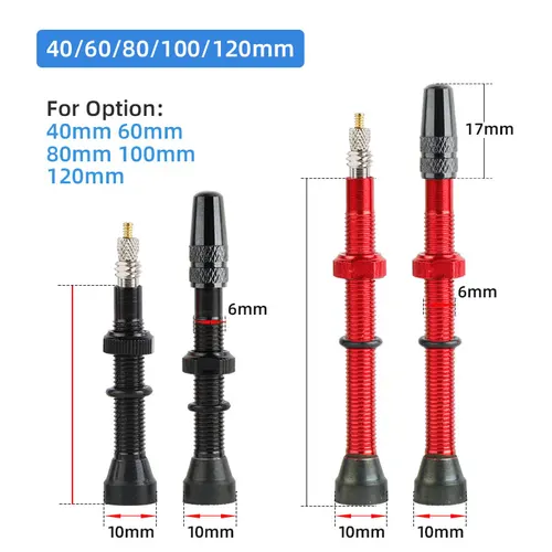 Imagen 2 del producto Deemount-válvula Presta de neumático sin cámara para bicicleta, núcleo de latón opcional, vástago de aleación de latón de 40/60/80/100/120mm con tapa y herramienta de aleación