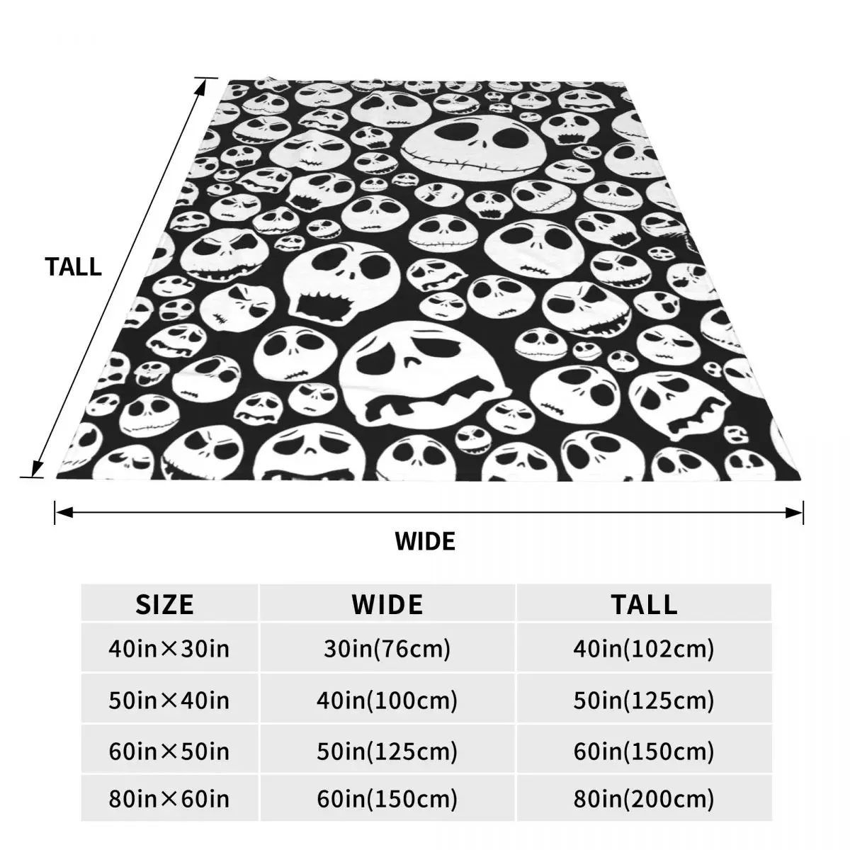 The Nightmare Before Christmas Jack Cartoon Blanket Flannel Printed Halloween Throw Blanket for Bedding Office Plush Thin Quilt