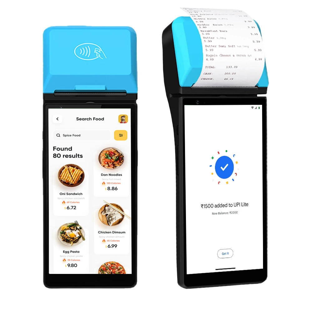 GMS Handheld Touch Screen Restaurant Ordering Machine NFC Smart Payment Android Mobile POS Terminal with Thermal Printer Z500