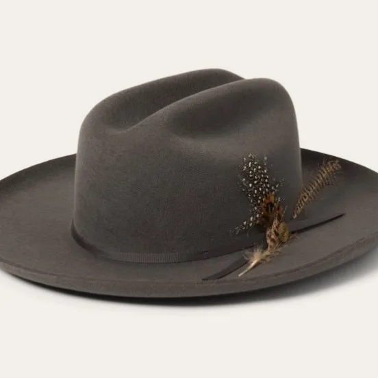 Hot Selling Pure Wool Fedora Cowboy Style Wool Felt Hat Fashionable Feather Decorated Fedora