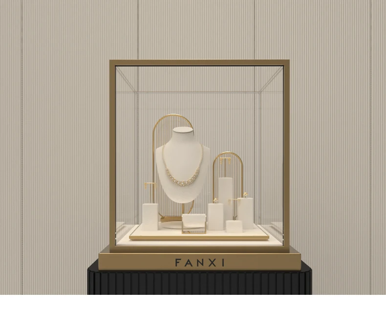 Oirlv Schmuckständer Beige Stilvoller Uhren-, Ring-, Ohrring-, Armreif-, Halsketten-Schmuckständer für Ladenvitrinen – Detail 1