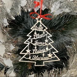 Ornamento de árvore de natal familiar personalizado, estrela de árvore de natal personalizada com nome, decorações de festa de natal de natal 2024
