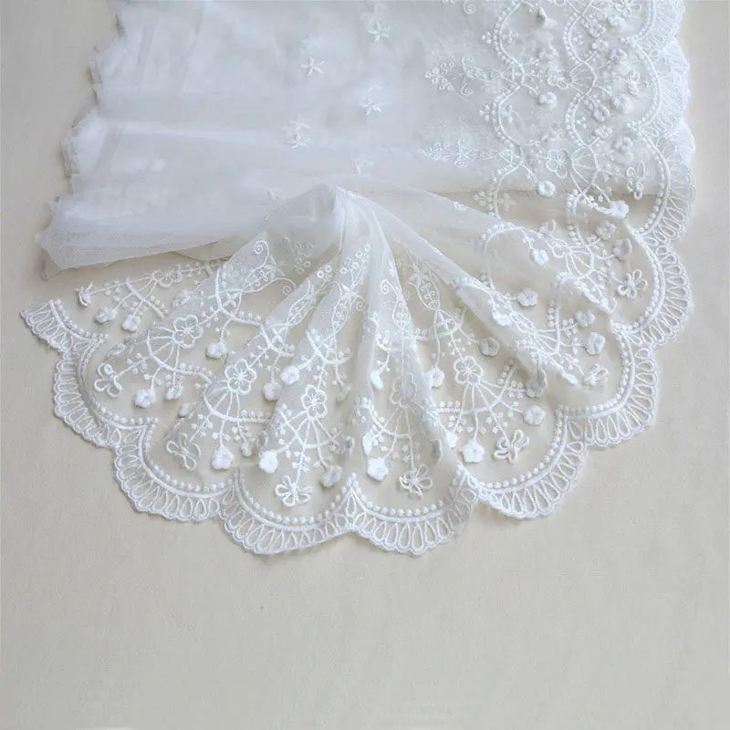 3 Meters Lace Accessories DIY Skirts Sofa Curtains Decoration Lace Embroidered Fabric Three Dimensional Flower Mesh