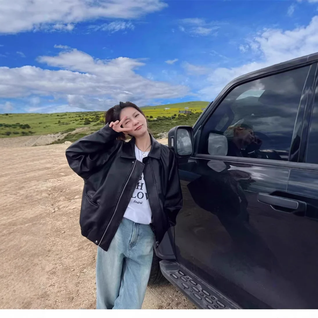 

Байкерские куртки Женская куртка Синяя шикарная замшевая шнуровка Slim-Fit Викторианский французский стиль Романтический Уютный Легкий Хэллоуин Harajuku