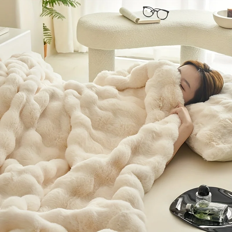 

Двустороннее одеяло из флиса шерпа: мягкое, пушистое, теплое, большое, для дивана и кровати, для уюта и комфорта