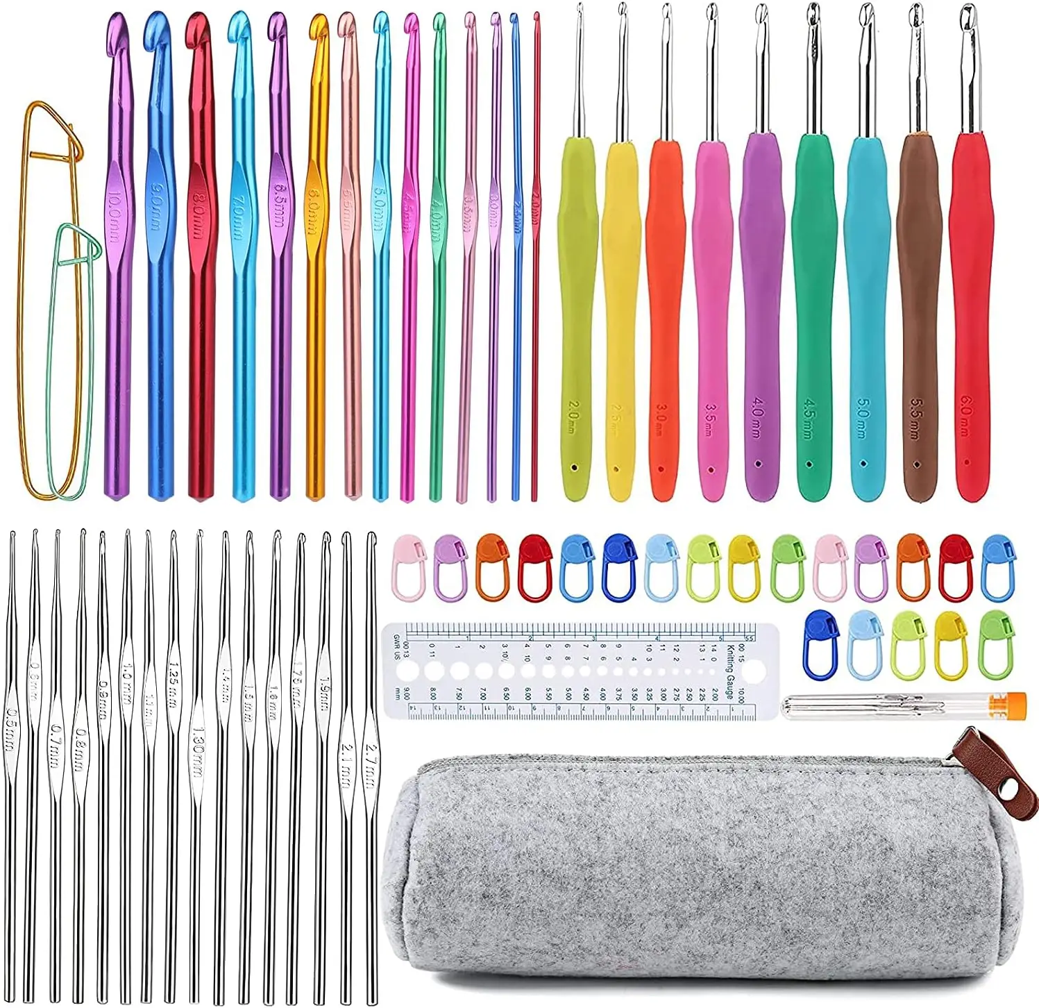

72 Pcs Crochet Hooks Set with Ergonomic Handles and Knitting Accessories for Beginners and Experts