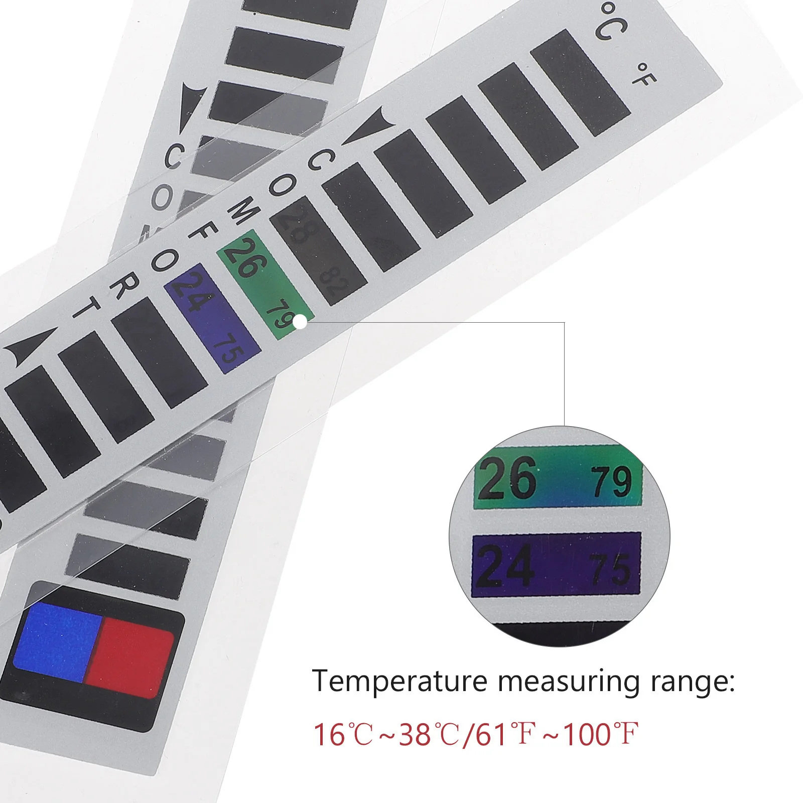 

10pcs Temperature Strips 16℃~38℃/61℉~100℉ Sew-On For Down Jacket Clothes Thermometer Strip Fish Tank Test Strips Aquarium