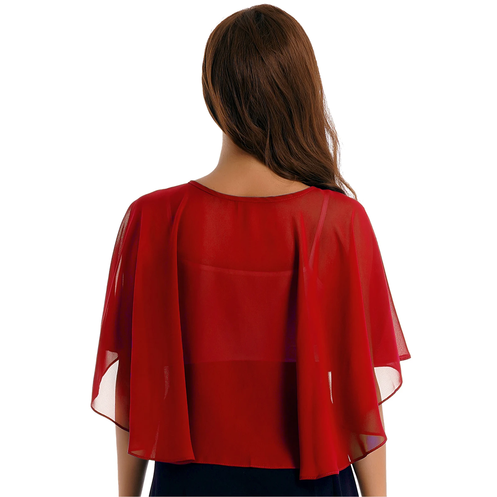 Womens Sheer Cape Chiffon Shawls One Button Sun Protection Bolero Wedding Wraps for Dress Accessories Cover Ups Bridal Shrug