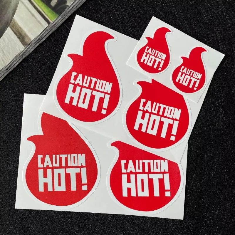 2Pcs Caution Hot Vinyl Sticker, Heat Resistant Warning Decal For Motorcycle Exhaust Pipe Decor