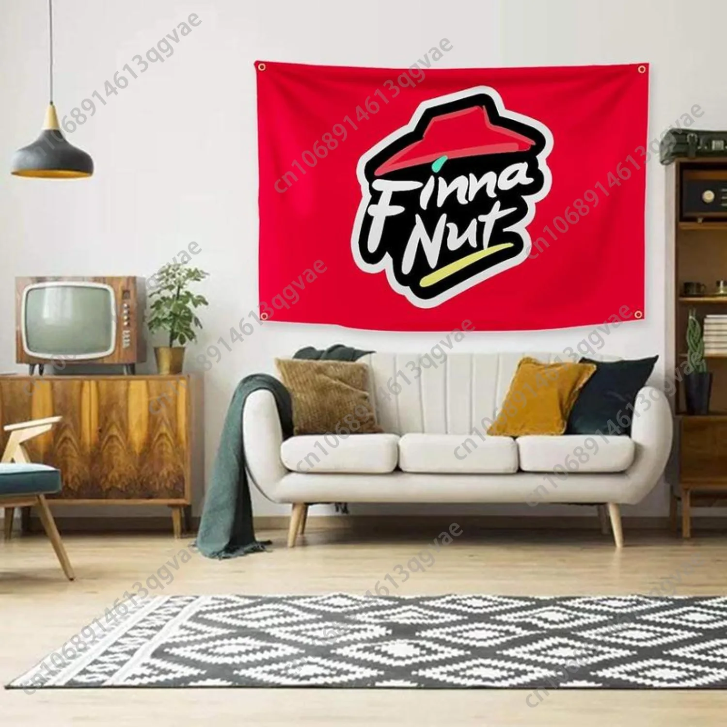 فينا الجوز البيتزا العلم مضحك ملصق نسيج للكلية غرفة النوم رجل الكهف الجدار الشنق راية ديكور الحلقات ديكور مخصص #2