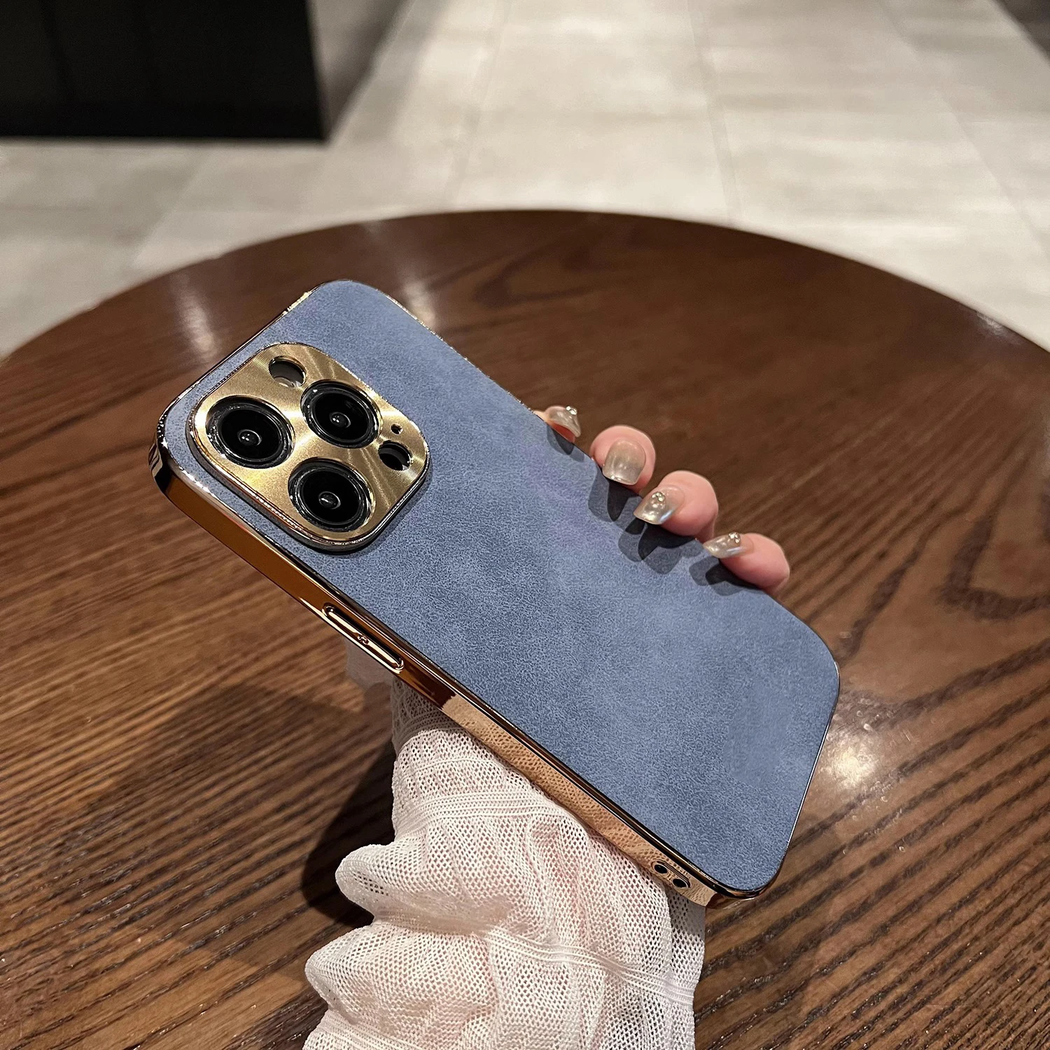 Schaffell-Handyhülle für iPhone 11, 13, 12, 14, 15, 16, 17, Pro Max, Luftbeschichtung, Stoßstange, Drehung, Pelz, Lammleder, Metalllinse, Handyhülle – Detail 14