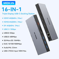 MOKiN 15 in 1 Docking Station for MacBook Pro Air iPad Thunderbolt Laptops with USB 3.1 HDMI 4K60Hz PD 100W RJ45 1Gbps USB Dock
