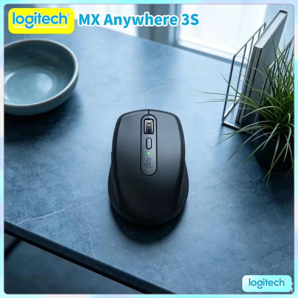 Compact Logitech MX Anywhere 3S Wireless Mouse - 8K DPI, Magspeed Wheel, Anti-Slip Grip, Great For Weekend Work & Short Trip