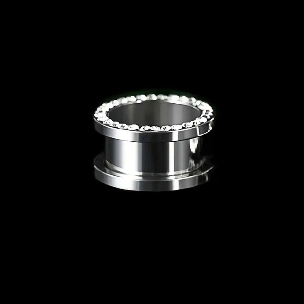 1Pcs Stainless Steel Ear Tunnels Cubic Zircon Earrings Flesh Plugs for Ear Brass Hollow Plugs and Tunnels Piercings Stretcher view 3