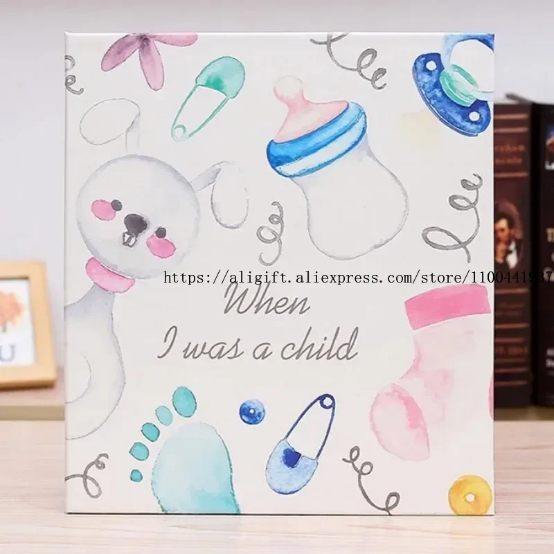 12inch Leather Baby Infant Children Growth Record Book Family Photo Album with DIY Paste Type for Wedding Craft