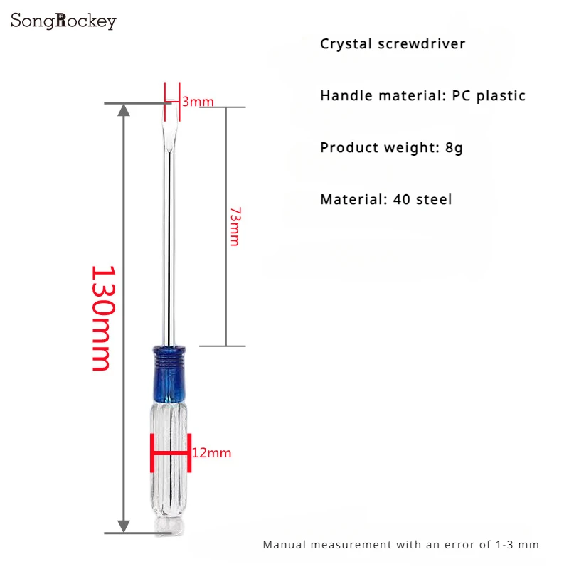 1pcs Mini Transparent Small Flat-head Screwdriver with Magnetic Field Repair Computer DIY Cross Toy Tools Home Accessories