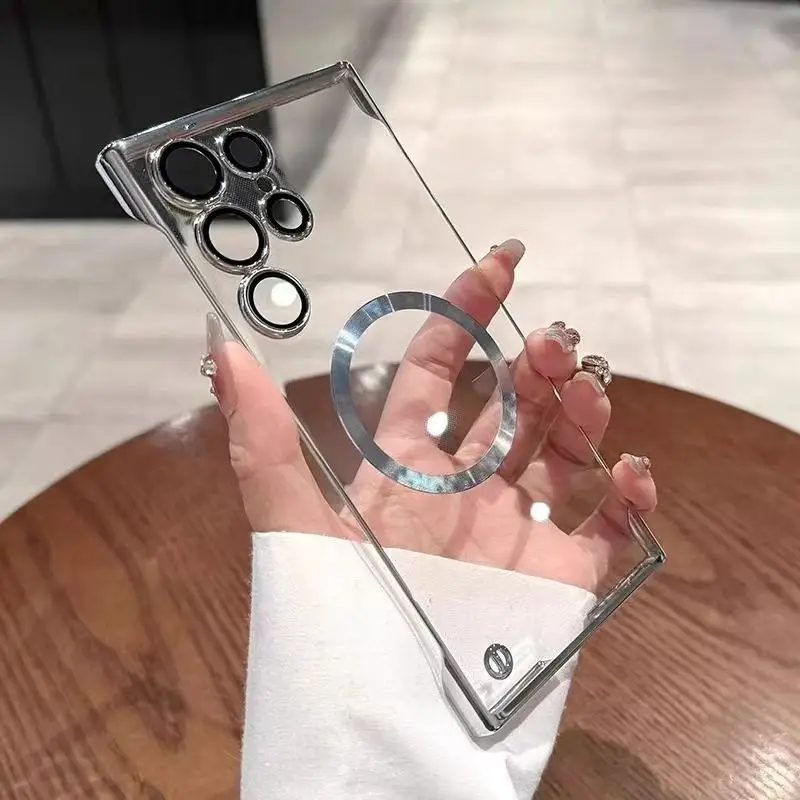 Transparente Magnetische Rahmenlose Handyhülle für Samsung Galaxy S26 S25 Plus S24 S23 S22 Ultra mit Kameraschutz