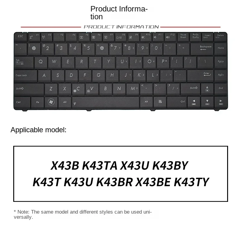 replace suit for ASUS X43B K43TA X43U K43BY K43T K43U K43BR X43BE  Laptop keyboard