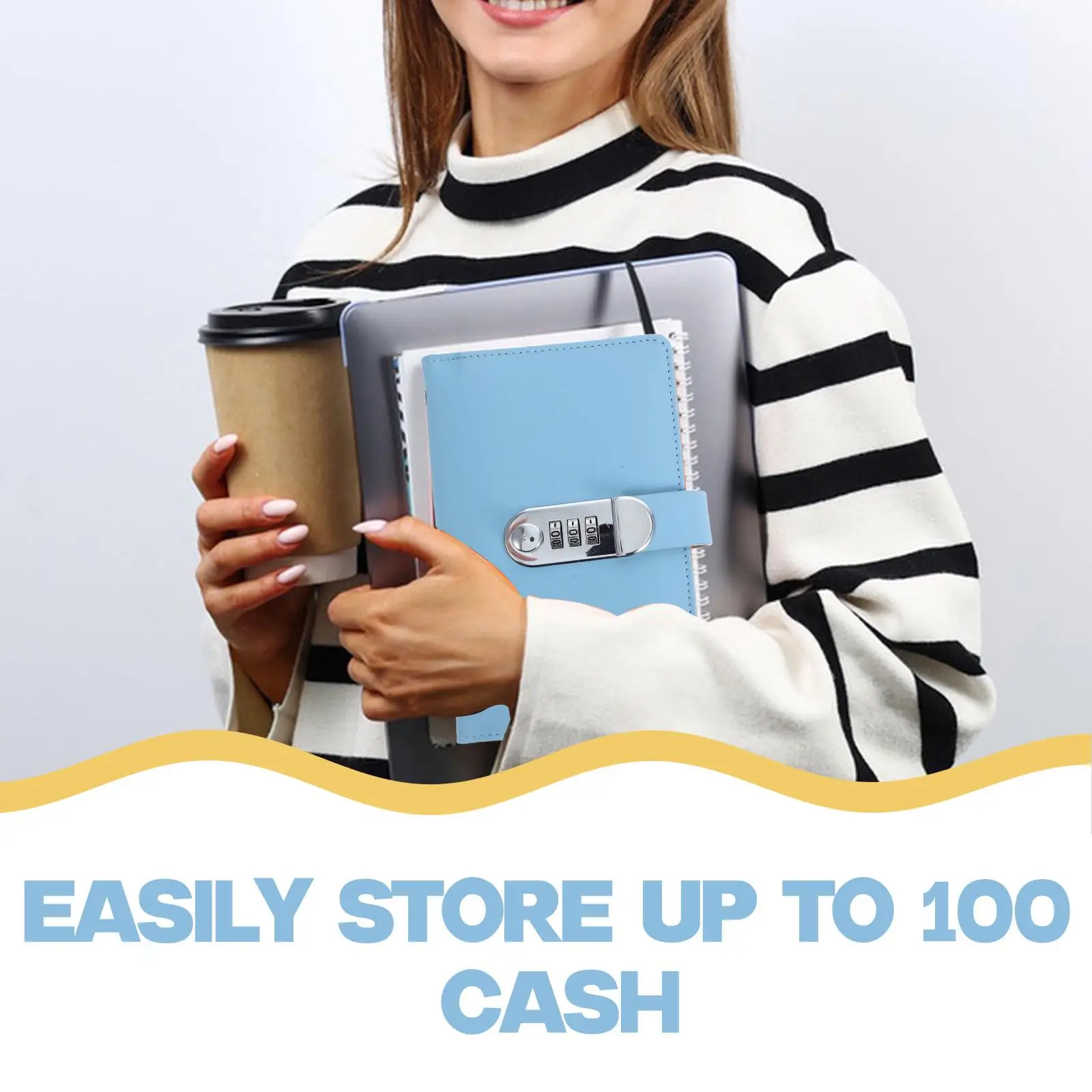 Password Locked Binder Envelopes Cash Storage Wallet Planner Money Saving Planner With Lock Large Capacity Waterproof Design