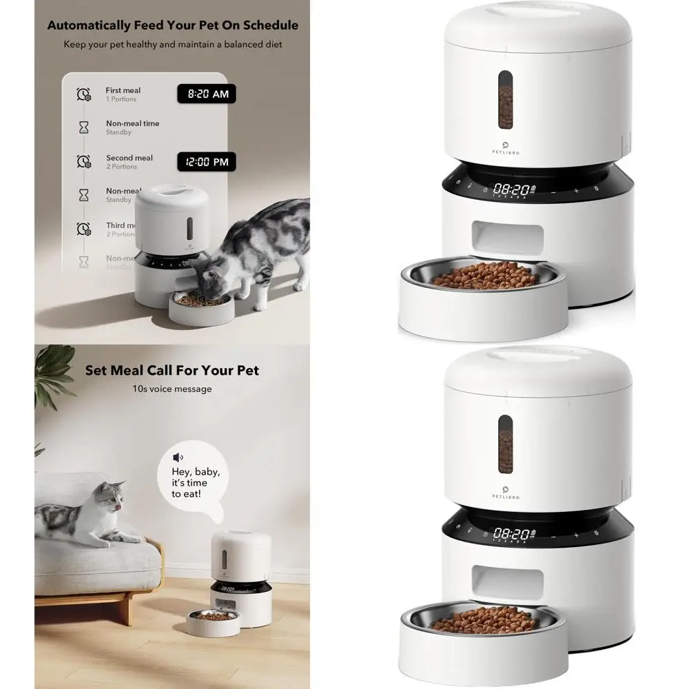 

Smart Pet Feeder with Freshness Lock, Programmable for 6 Daily Meals, Holds 50 Dry Food Portions, White
