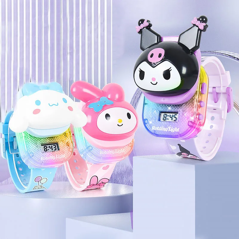 Hot Sanrio Kuromi Watch Cinnamoroll Hello Kitty Music Silicone Strap Children Wrist Watch My Melody Watch Kids Birthday Gifts