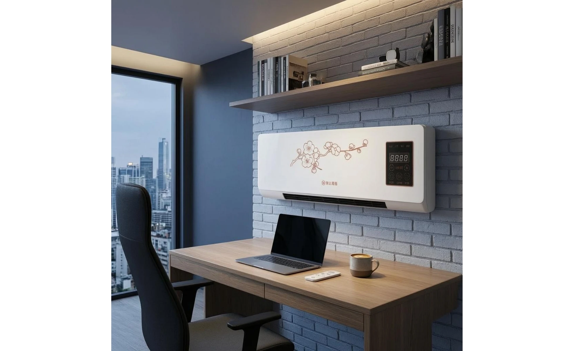 Indoor Cooling and Heating Unit Digital Control Panel Wall-Mounted Air Conditioner Air Conditioner Heater Combo Front Grille