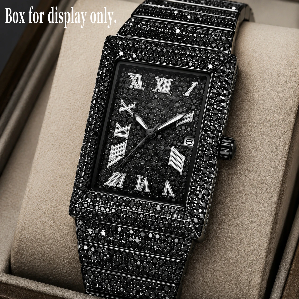 Men's quartz calendar watch, rectangular three-dimensional strap, cool and light luxury style