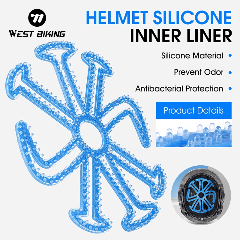 WEST BIKIN Replaceable Helmet Liner Soft Silicone Massage Summer Breathable MTB Road Bike Motorcycle Helmet Inner Protection Pad