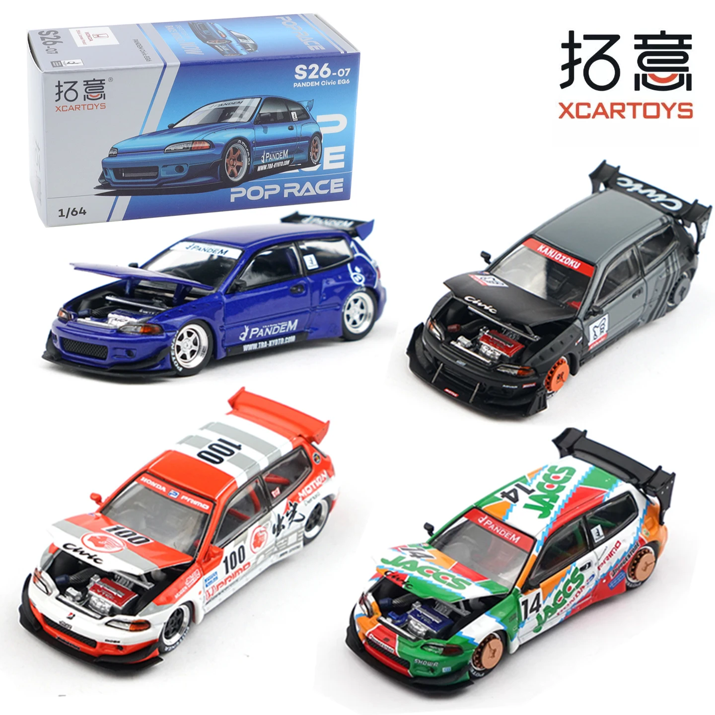 XCARTOYS POP RACE 1/64 PANDEM Civic EG6-voitures métalliques véhicule à moteur en alliage moulé sous pression modèle en métal enfants cadeau de noël jouets pour garçons