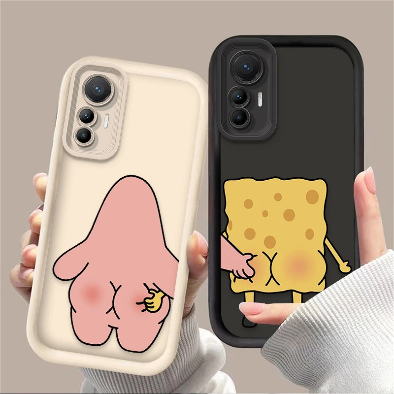Capa de Celular Fofa do Patrick Estrela do Bob Esponja para Xiaomi Poco F7 F6 F5 F4 F3 M5s C65 C75 C71 X7 X6 X5 X4 GT X3 NFC M7 M6 Pro 4G 5G