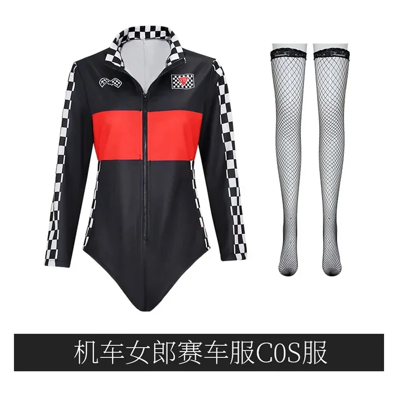 ABC123CosplayWomen Race Car Driver Cosplay Costume Sexy Jumpsuit Silk Stockings Girls Cheerleading Uniform Carnival Pa3'd,5;h.9/ - view 5