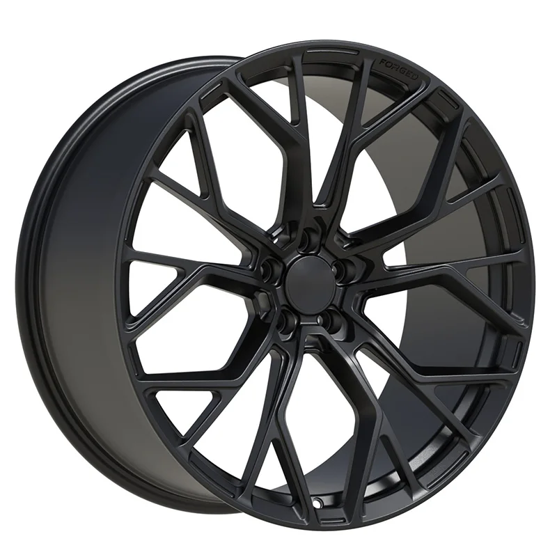 Borui Customizable 5x112 Forged Alloy Racing Car Wheels 18 19 20 Inch Black Multi-Spoke Hollow Design Lightweight