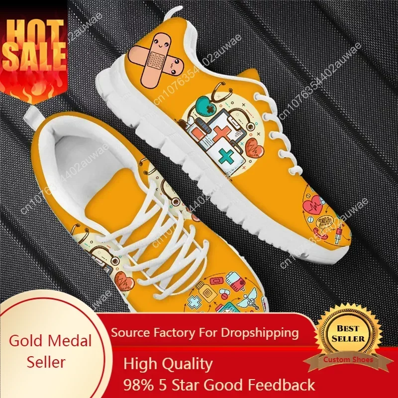 

Orange Health Medical Design Women Casual Flats Fashion New Nurse Shoes Paramedic Outdoor Sport Sneaker mujer