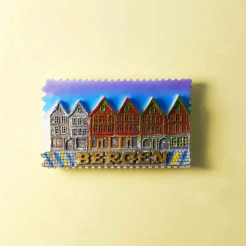 Norway's cultural capital, Bergen, tourist souvenir three-dimensional architectural home decoration magnetic refrigerat