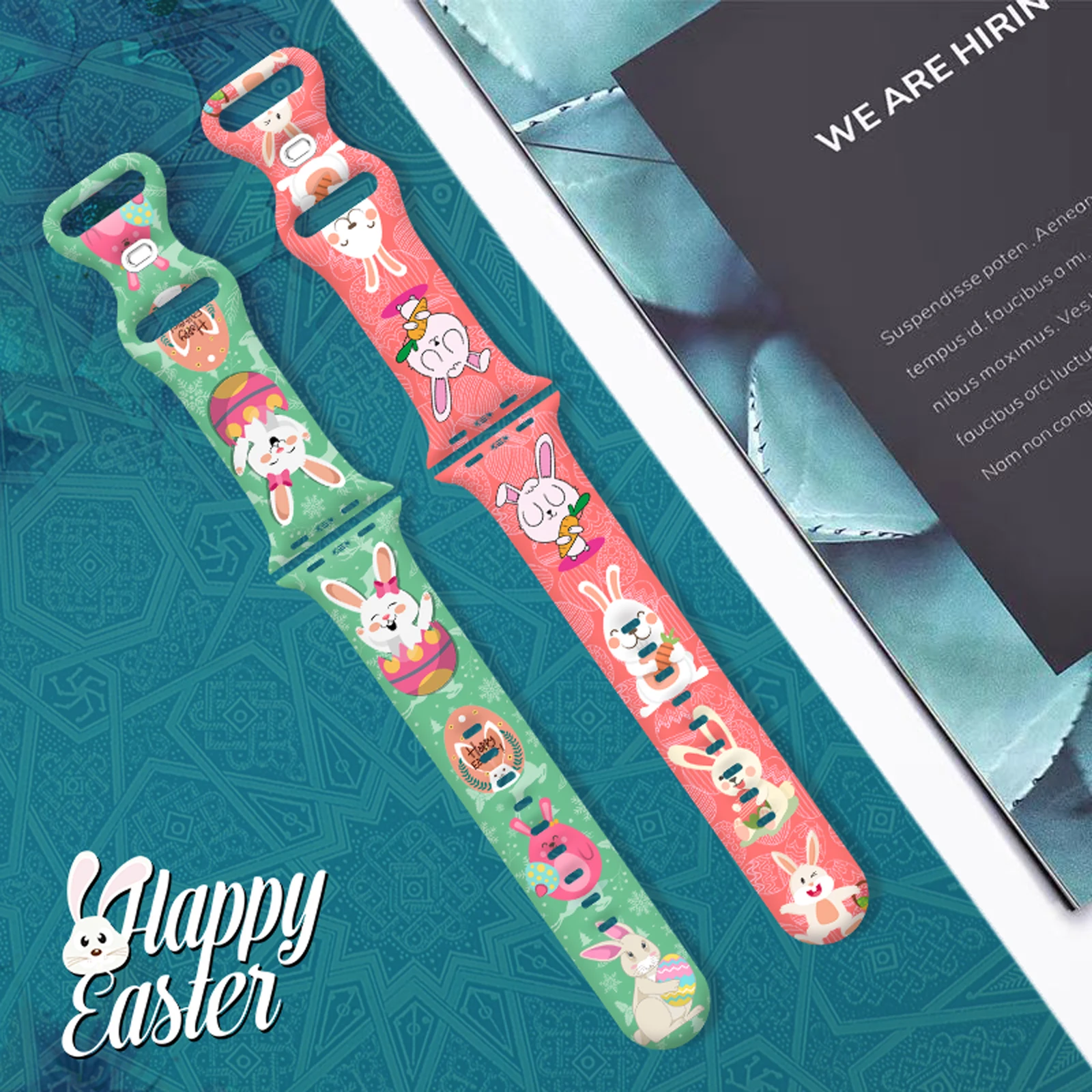 Z nadrukiem pasek wielkanocny do Apple Watch 49mm 45mm 44mm 42mm pasek silikonowy wymienna bransoletka do iWatch 9 8 7 SE 6