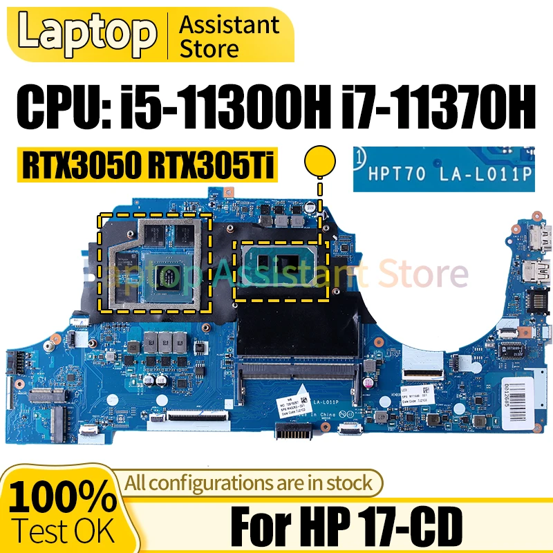 

For HP 17-CD Laptop Mainboard LA-L011P M53288-601 M43267-601 i5-11300H i7-11370H RTX3050 RTX305Ti Notebook Motherboard