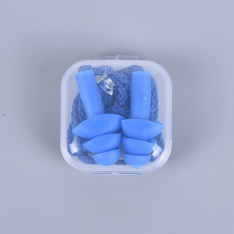 1PC Silicone Ear Plugs Sleep Earplugs Noise Reduction Swimming Earplugs With Rope Box-packed Comfortable Earplugs