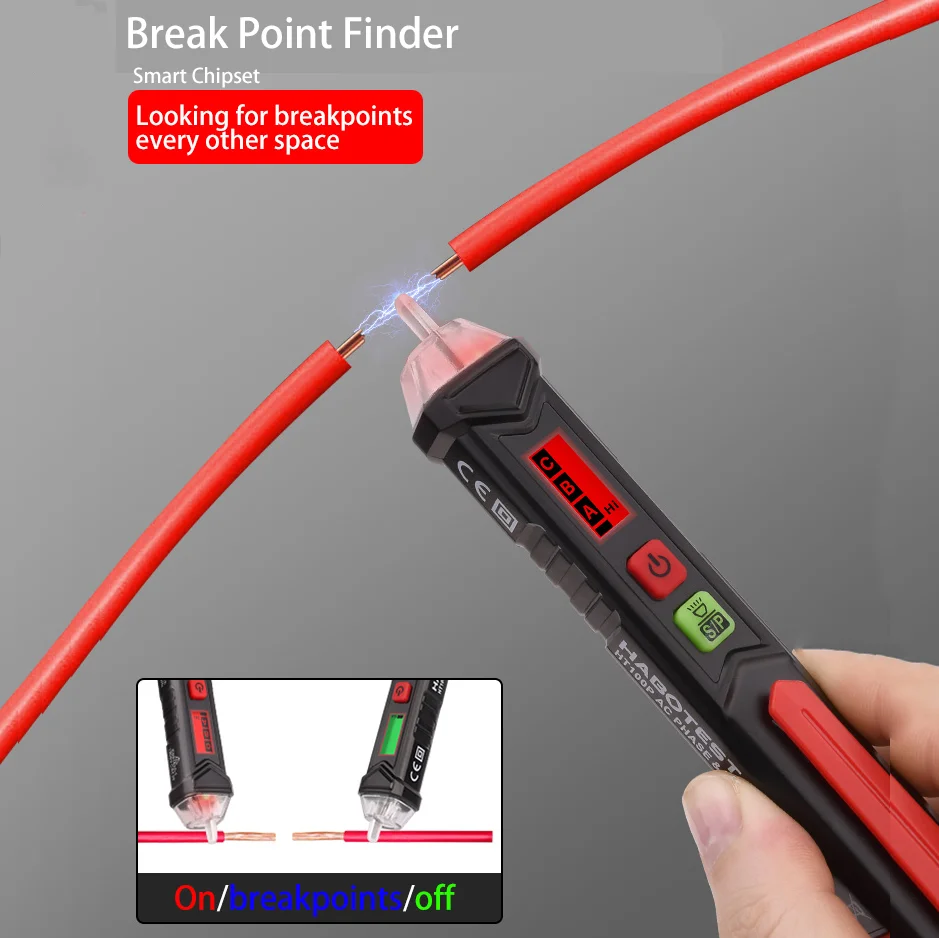 HT100 Non-contact AC Voltage Smart Detector Tester 12-1000V Current Electric Sensor Test Pencil LCD Display Voltage Indicator