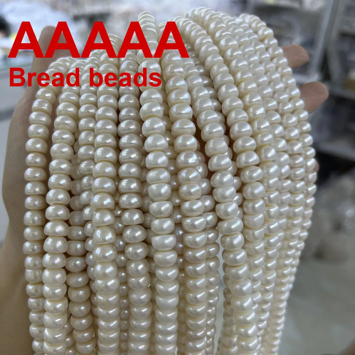

AAAAA 8-9mm High Quality Flawless Bread Natural Freshwater Pearls Beads for Needlework Jewelry Making DIY Necklace Accessories