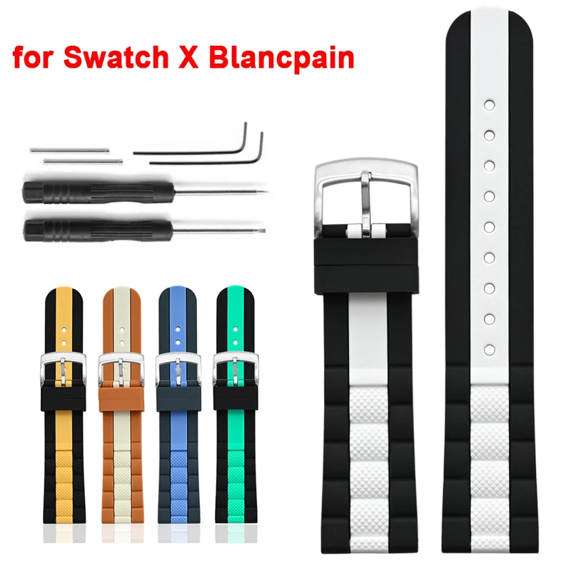 High Tensile Silicone Strap 22mm for Swatch X Blancpain Five Oceans for Fifty Fathoms Sport Waterproof Men Women Watch Band